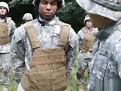 Ebony soldier fucked outdoors after sucking