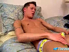 bony tall fledgling Ryan Connors cums all over his underpants
