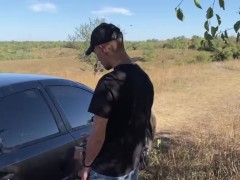'Straight guy fucked 18 year old student outdoor by car and both cum'