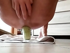 Zucchini For Fun And Food Deep Anal Fuck With Zucchini Cooking Breakfast With An Anal Plug