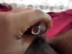Indian boy musterbation and cum in condom