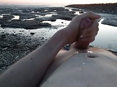 Young guy massive outdoor cum on North Sea