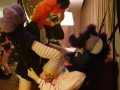 'Star takes femboy fursuiter for a ride in sex sling [MFF 2019]'