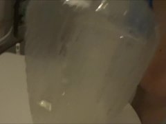 my boyfriend pissing in a bottle I pissed in before, mixing our pee