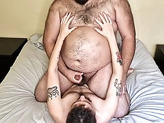 Chubby bear couple passionately suck and pleasure each other's throbbing cocks