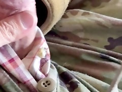 Young US Army soldier shoots creamy load on his boot - super hot!