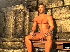 Sensual sauna encounter between two kinky guys