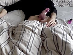 HOMEMADE HANDS FREE CUM WITH VIBRATING RAMROD RING