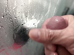 Cock teasing in bath with precum