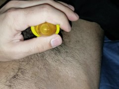 safety first - jerking off with a condom